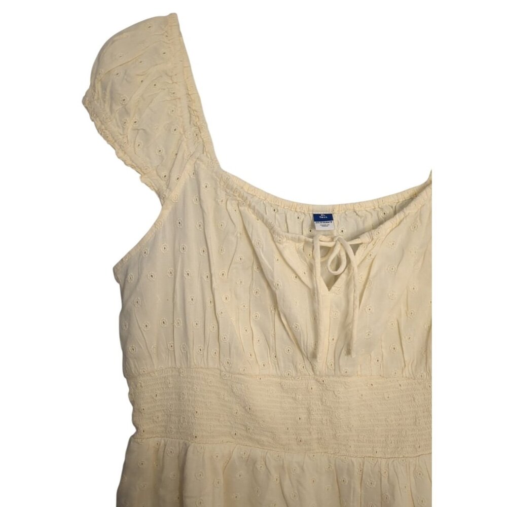 Old Navy Cream Floral Mini Dress Women's Size XL tall coquette babydoll sundress - Picture 4 of 13